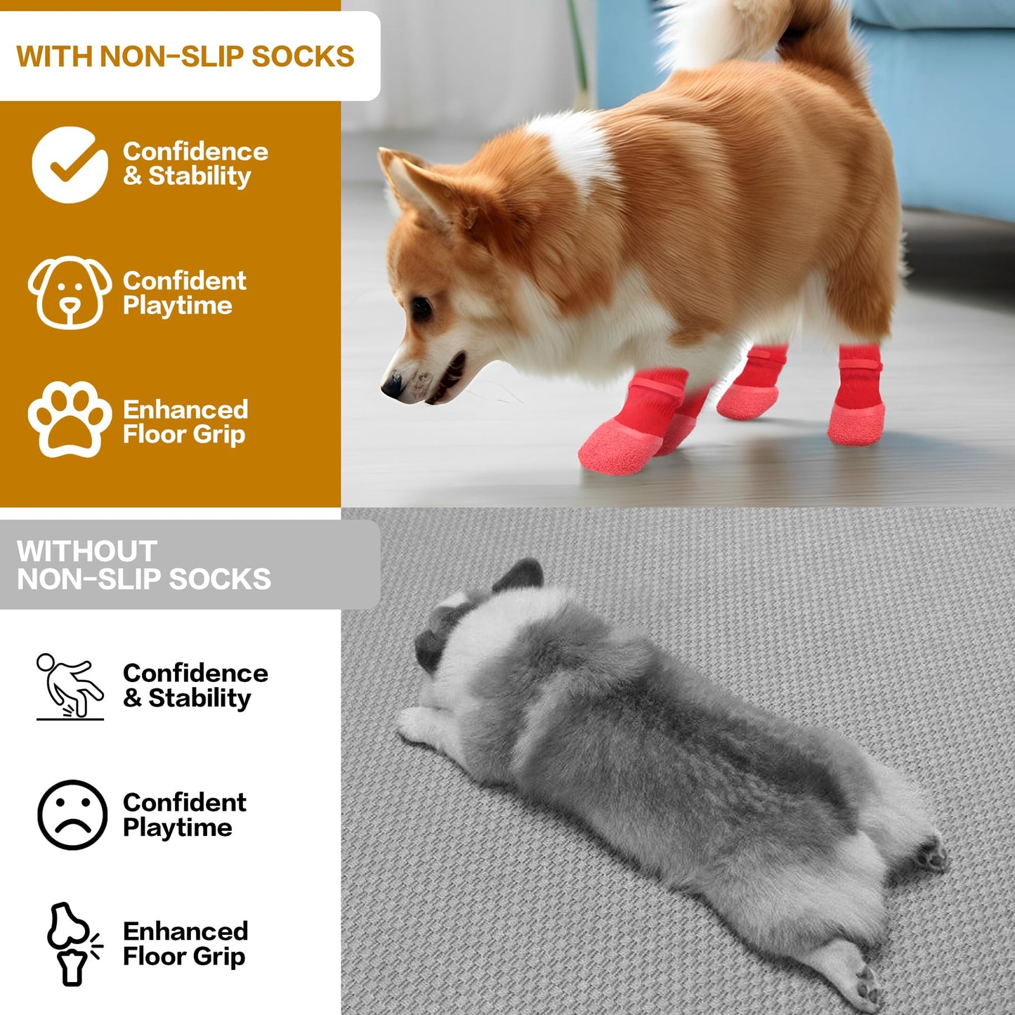 Anti Slip Dog Socks For Hardwood Floors To Prevent Licking Paws, Dog Shoes