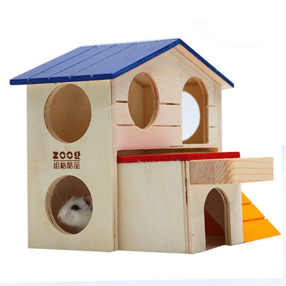 Wooden Hamster Toys Blue Top Villa