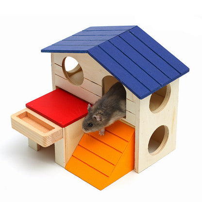 Wooden Hamster Toys Blue Top Villa