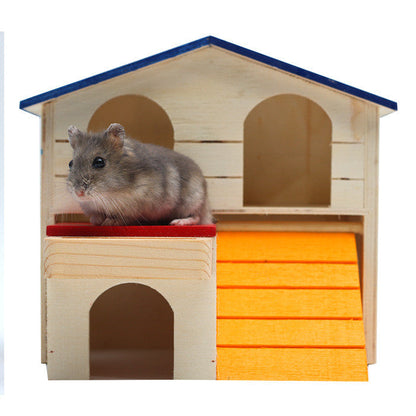 Wooden Hamster Toys Blue Top Villa