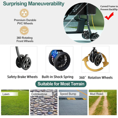 2-in-1 folding per cart, four-wheel, waterproof pad, car seat, sun visor