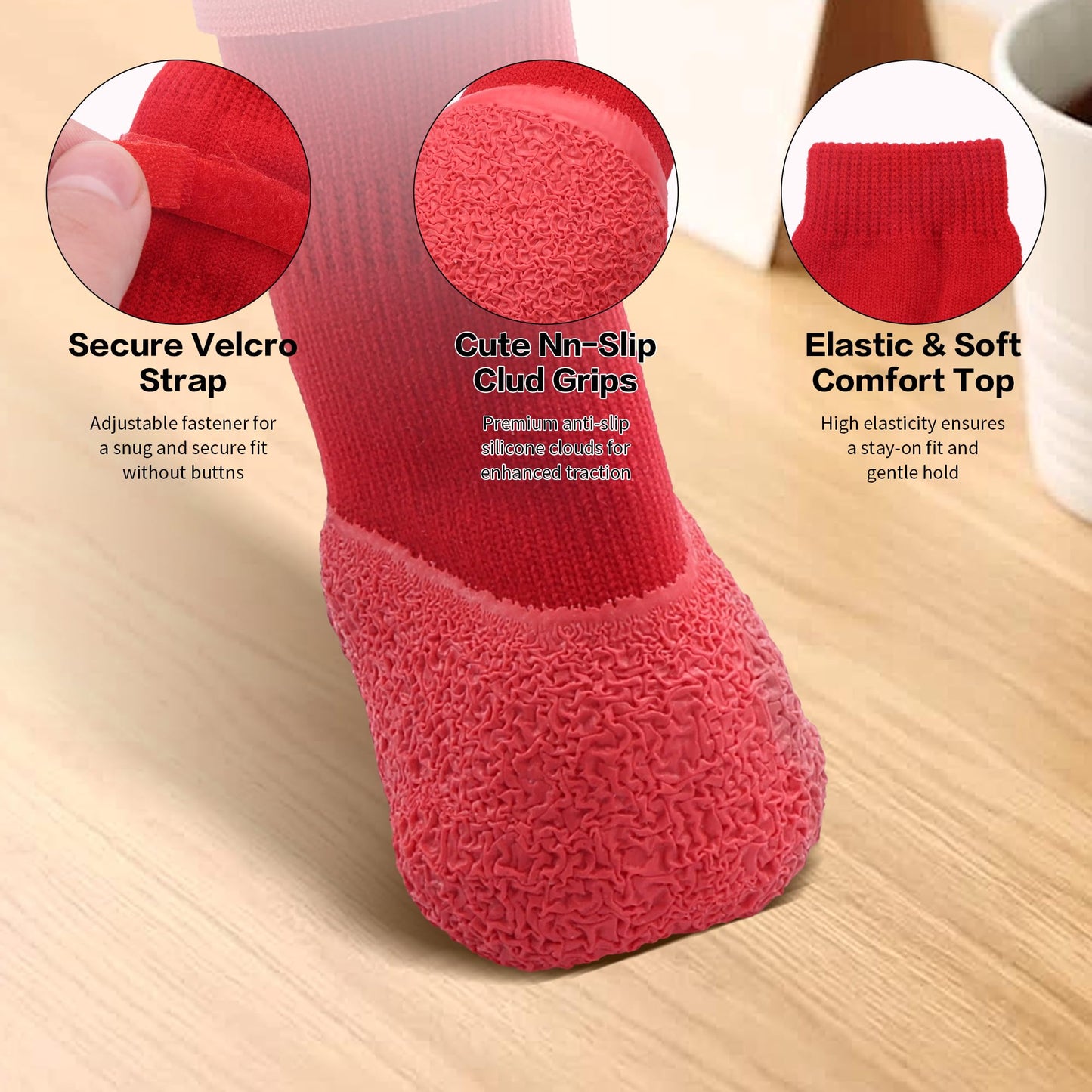 Anti Slip Dog Socks For Hardwood Floors To Prevent Licking Paws, Dog Shoes