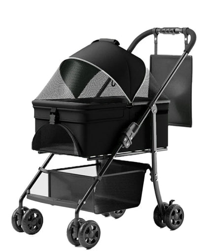 2-in-1 folding per cart, four-wheel, waterproof pad, car seat, sun visor