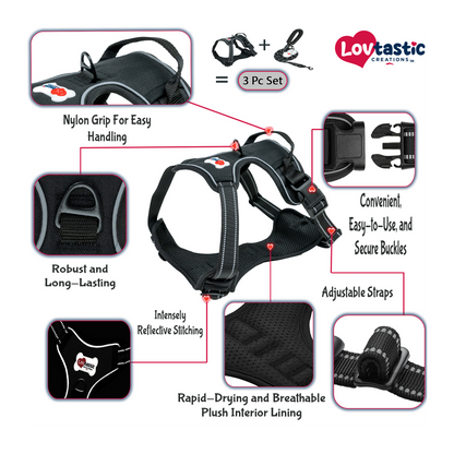Lovtastic Creations™ No-Pull Dog Harness - with Strong & Durable Dog Leash