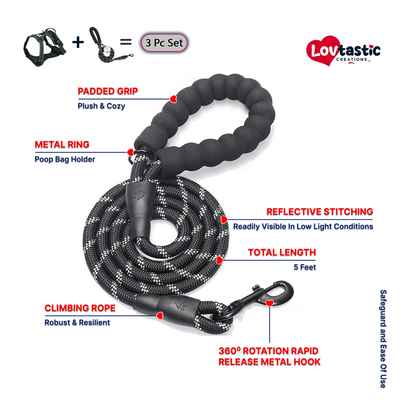 Lovtastic Creations™ No-Pull Dog Harness - with Strong & Durable Dog Leash
