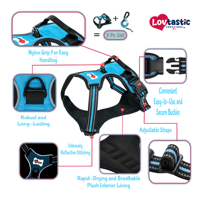 Lovtastic Creations™ No-Pull Dog Harness - with Strong & Durable Dog Leash