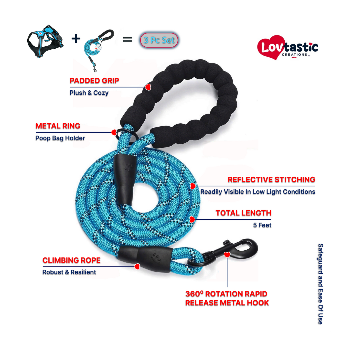 Lovtastic Creations™ No-Pull Dog Harness - with Strong & Durable Dog Leash