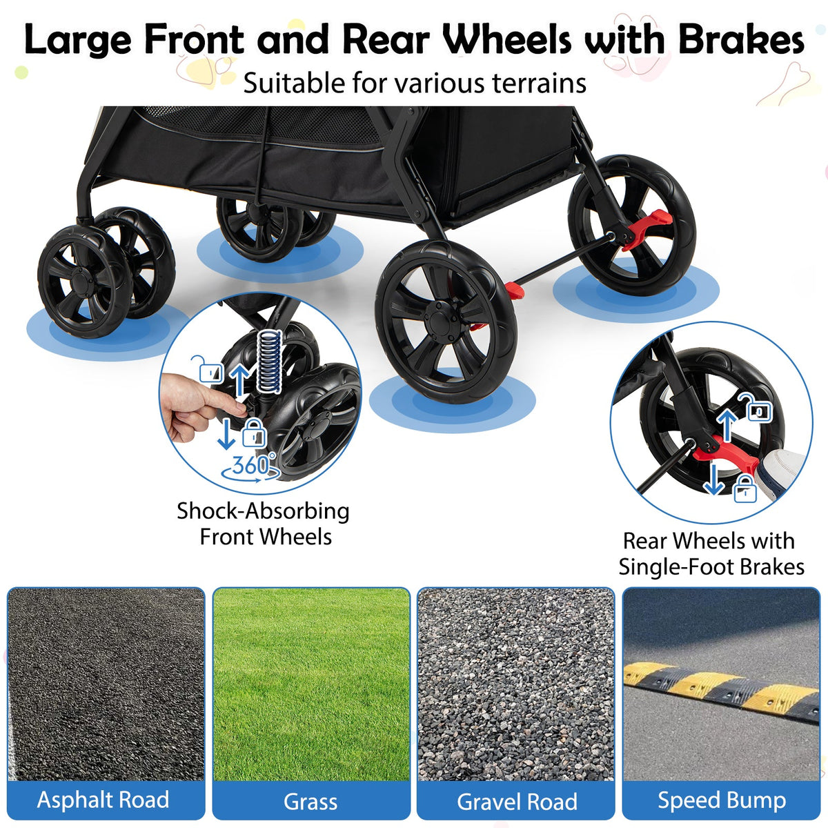 Dog Stroller for Medium Small Senior Elderly Dogs