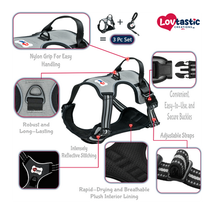 Lovtastic Creations™ No-Pull Dog Harness - with Strong & Durable Dog Leash
