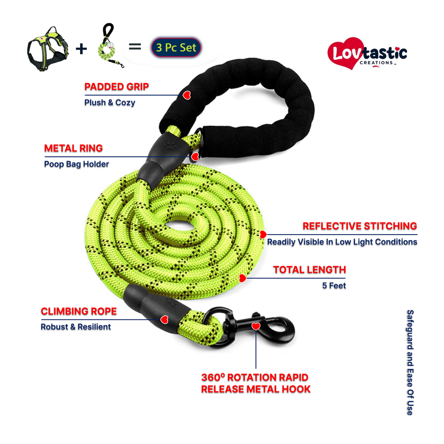 Lovtastic Creations™ No-Pull Dog Harness - with Strong & Durable Dog Leash