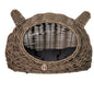 Huntley Pet Wicker Cat Shaped Play House Pet Bed with Cushion