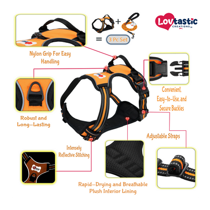 Lovtastic Creations™ No-Pull Dog Harness - with Strong & Durable Dog Leash