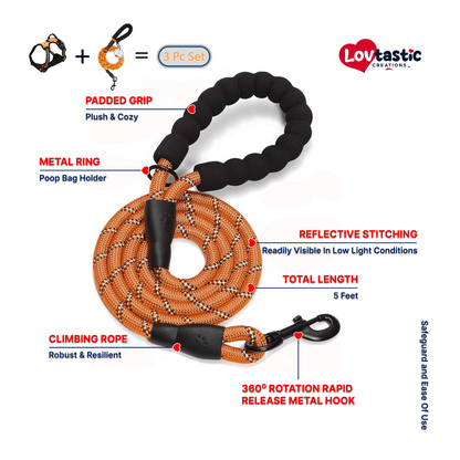 Lovtastic Creations™ No-Pull Dog Harness - with Strong & Durable Dog Leash