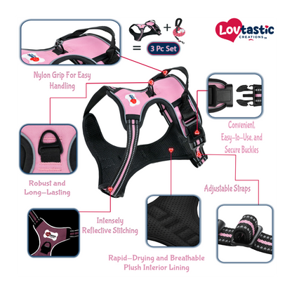 Lovtastic Creations™ No-Pull Dog Harness - with Strong & Durable Dog Leash