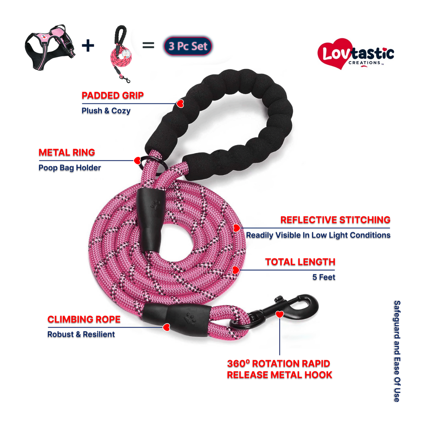 Lovtastic Creations™ No-Pull Dog Harness - with Strong & Durable Dog Leash