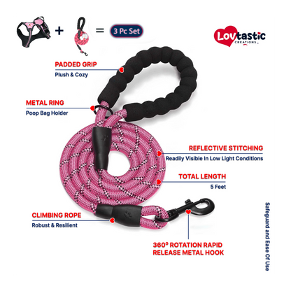 Lovtastic Creations™ No-Pull Dog Harness - with Strong & Durable Dog Leash