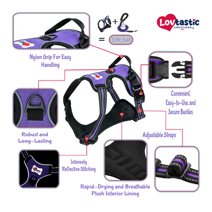 Lovtastic Creations™ No-Pull Dog Harness - with Strong & Durable Dog Leash