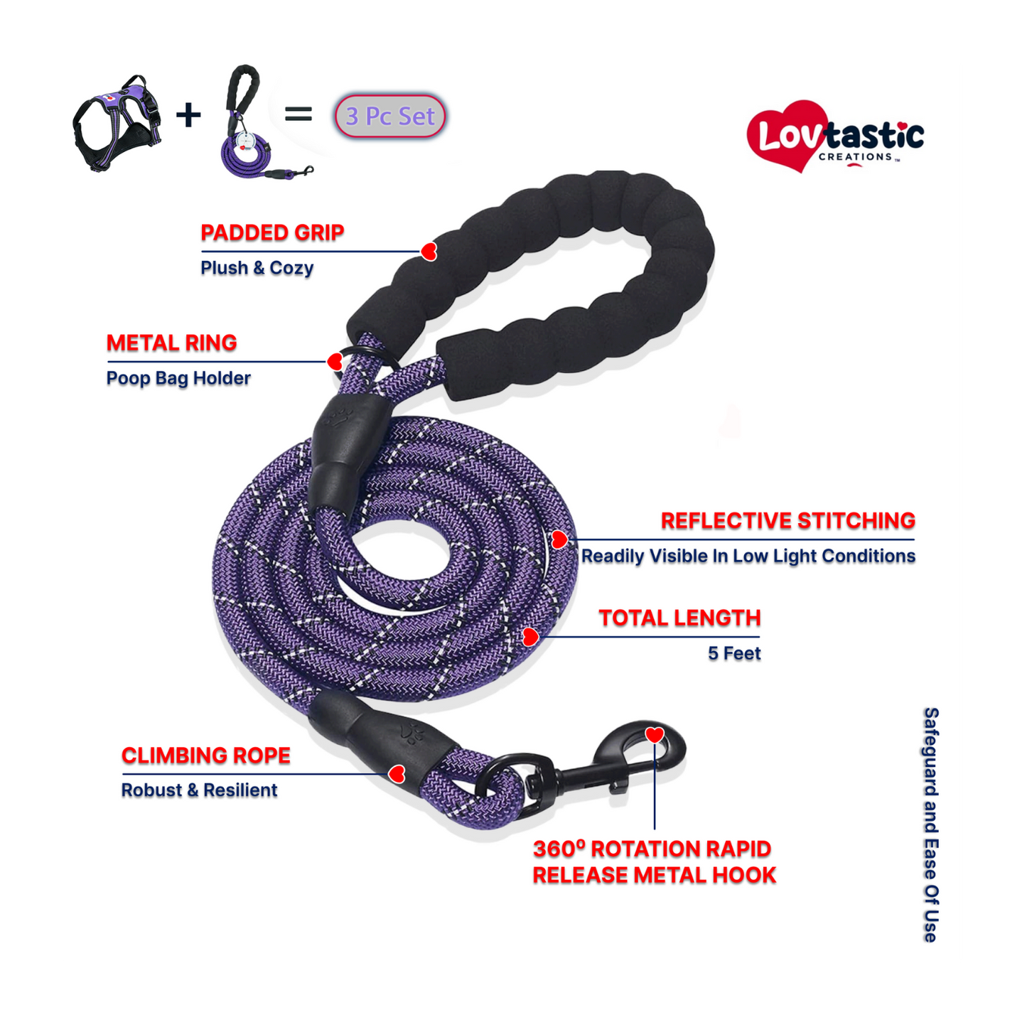 Lovtastic Creations™ No-Pull Dog Harness - with Strong & Durable Dog Leash