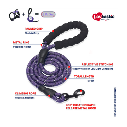 Lovtastic Creations™ No-Pull Dog Harness - with Strong & Durable Dog Leash