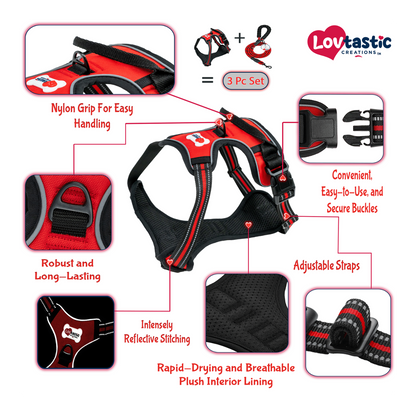 Lovtastic Creations™ No-Pull Dog Harness - with Strong & Durable Dog Leash