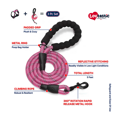 Lovtastic Creations™ No-Pull Dog Harness - with Strong & Durable Dog Leash