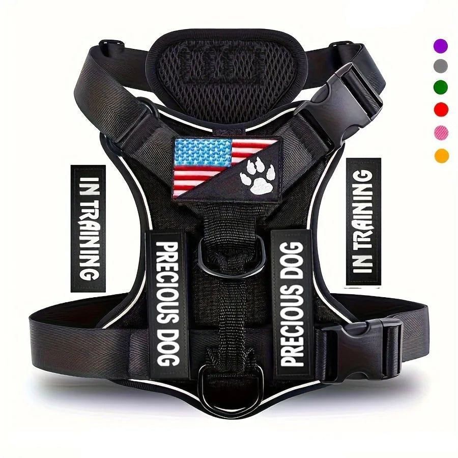 Service Dog Harness, Reflective Dog Vest Harness with 5 PCS Patches