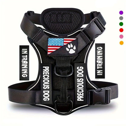 Service Dog Harness, Reflective Dog Vest Harness with 5 PCS Patches