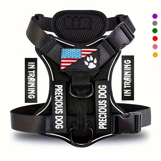 Service Dog Harness, Reflective Dog Vest Harness with 5 PCS Patches