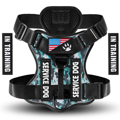 Service Dog Harness, Reflective Dog Vest Harness with 5 PCS Patches