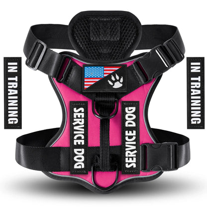 Service Dog Harness, Reflective Dog Vest Harness with 5 PCS Patches