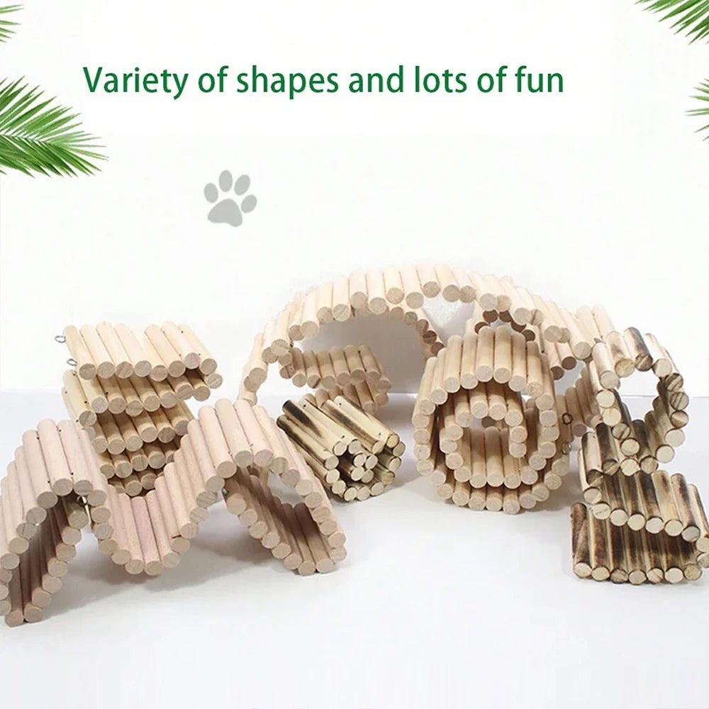 Hamster Wooden Bridge Bendable Climbing Habitat Accessory