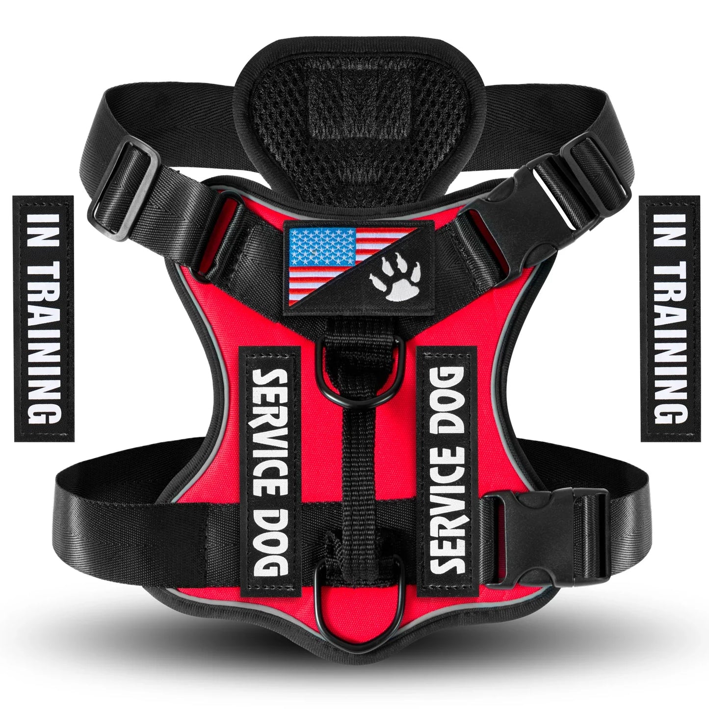 Service Dog Harness, Reflective Dog Vest Harness with 5 PCS Patches