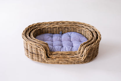 Oval Rattan Pet Bed with Pillow