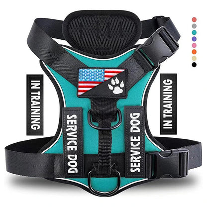 Service Dog Harness, Reflective Dog Vest Harness with 5 PCS Patches