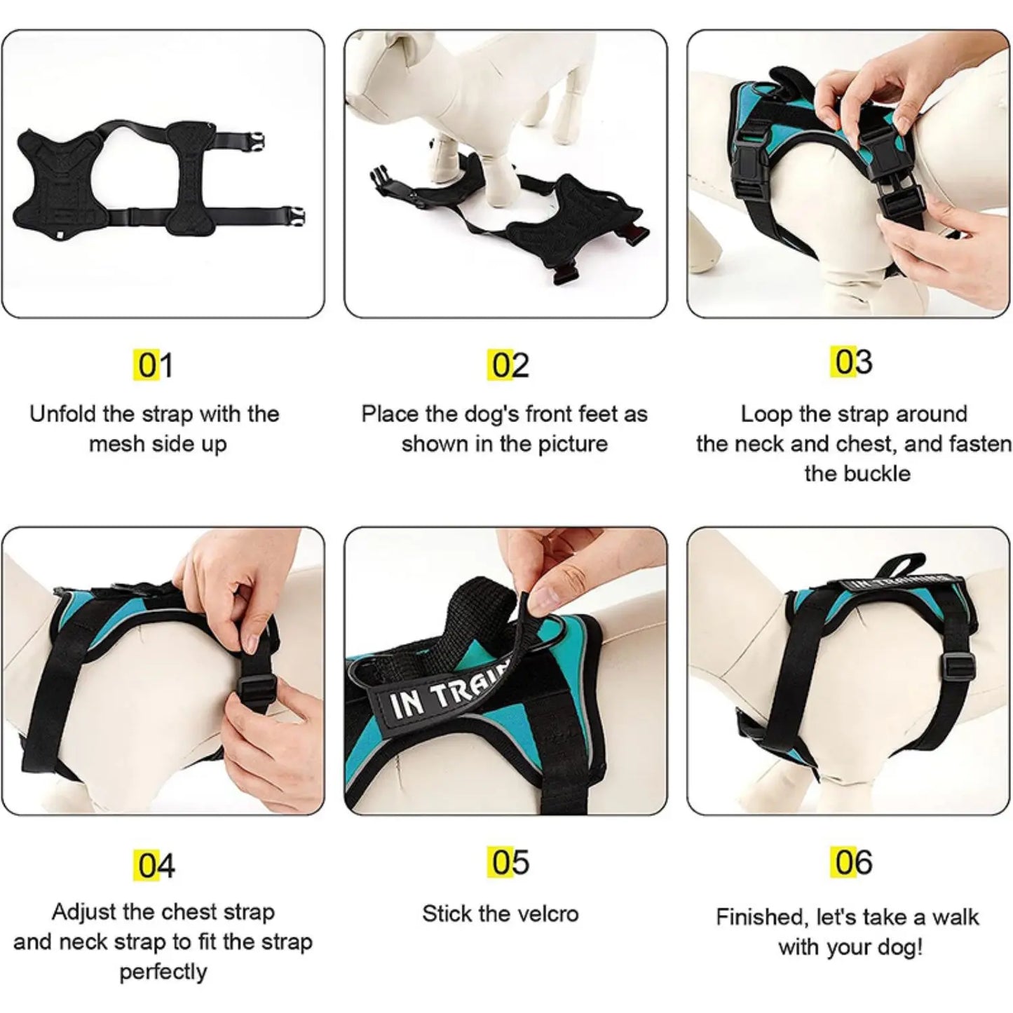 Service Dog Harness, Reflective Dog Vest Harness with 5 PCS Patches