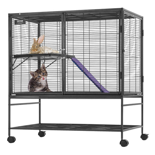 39" Metal Small Animal Cage 2-Tier Rolling Ferret Cage