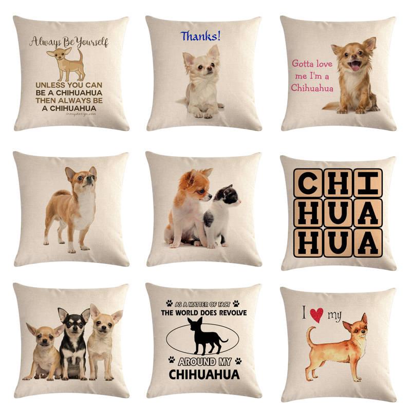 Pet Dog Elegant Design Linen Cotton Throw Pillow Covers Dog Pattern Cotton Throw Pillow Covers Car Sofa Cushion Cover Pillowcases Couch Cushion Cover Home Sofa Bed Decorative Pillows
