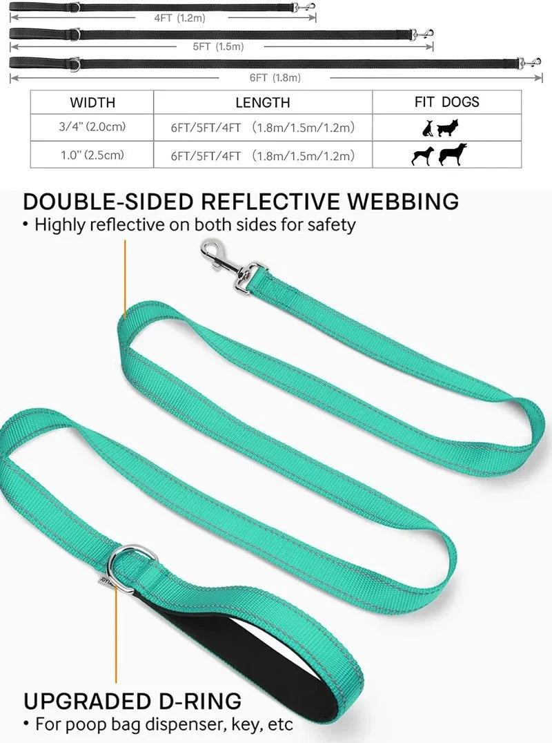 Reflective Pet Leash | Adjustable Polyester Lead Strap