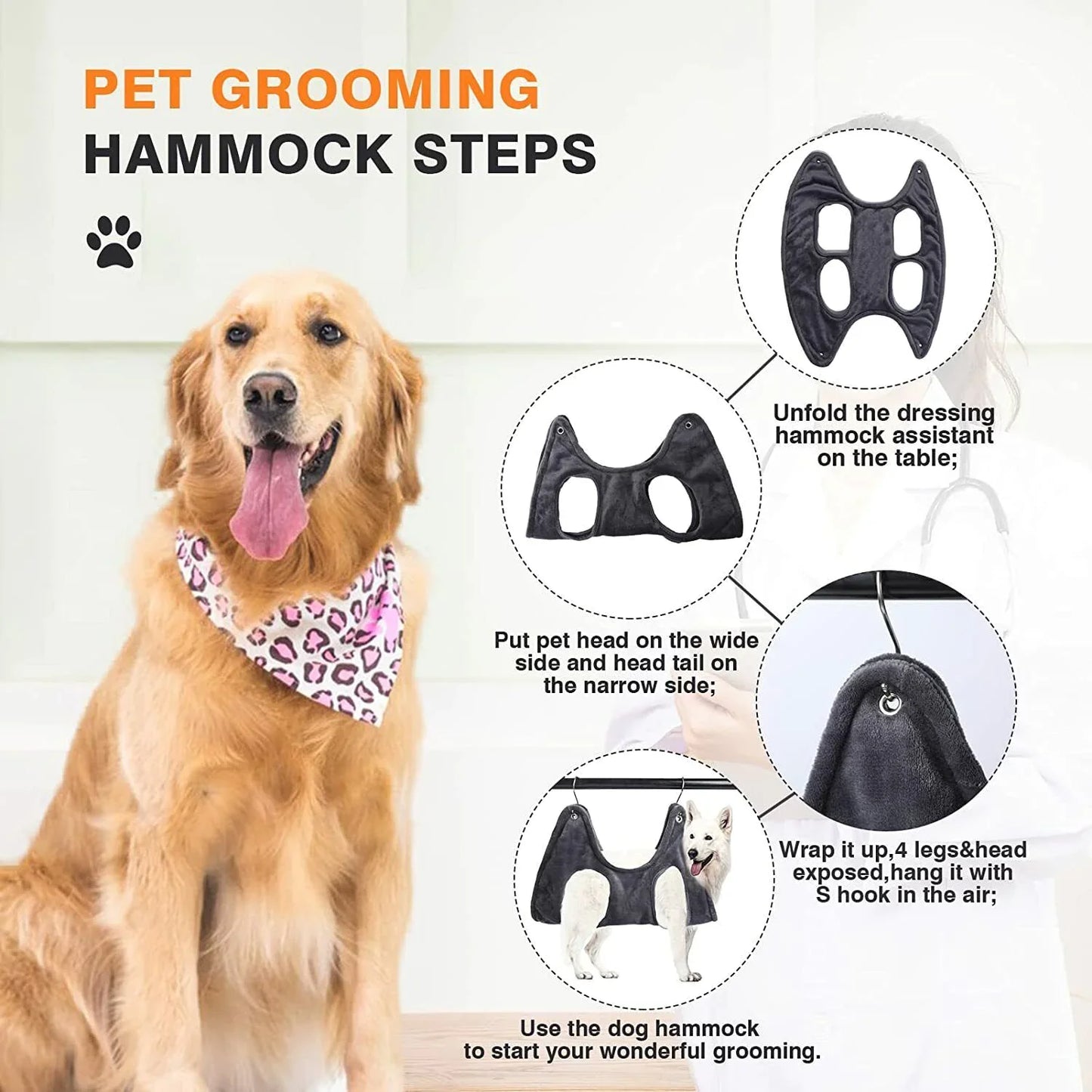 Portable Pet Dog Cat Grooming Hanging Hammock Harness